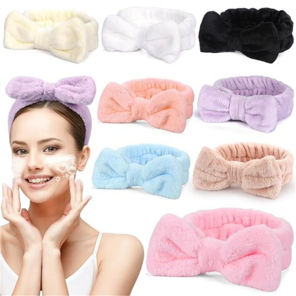 8 Pack Facial Headbands Soft Coral Fleece Cosmetic and Skincare Head Wraps
